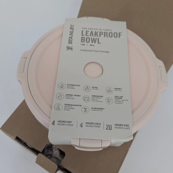 New Stanley Stainless Steel The Fresh To Table Bowl Leak Proof 1 qt Pink - Picture 2 of 8